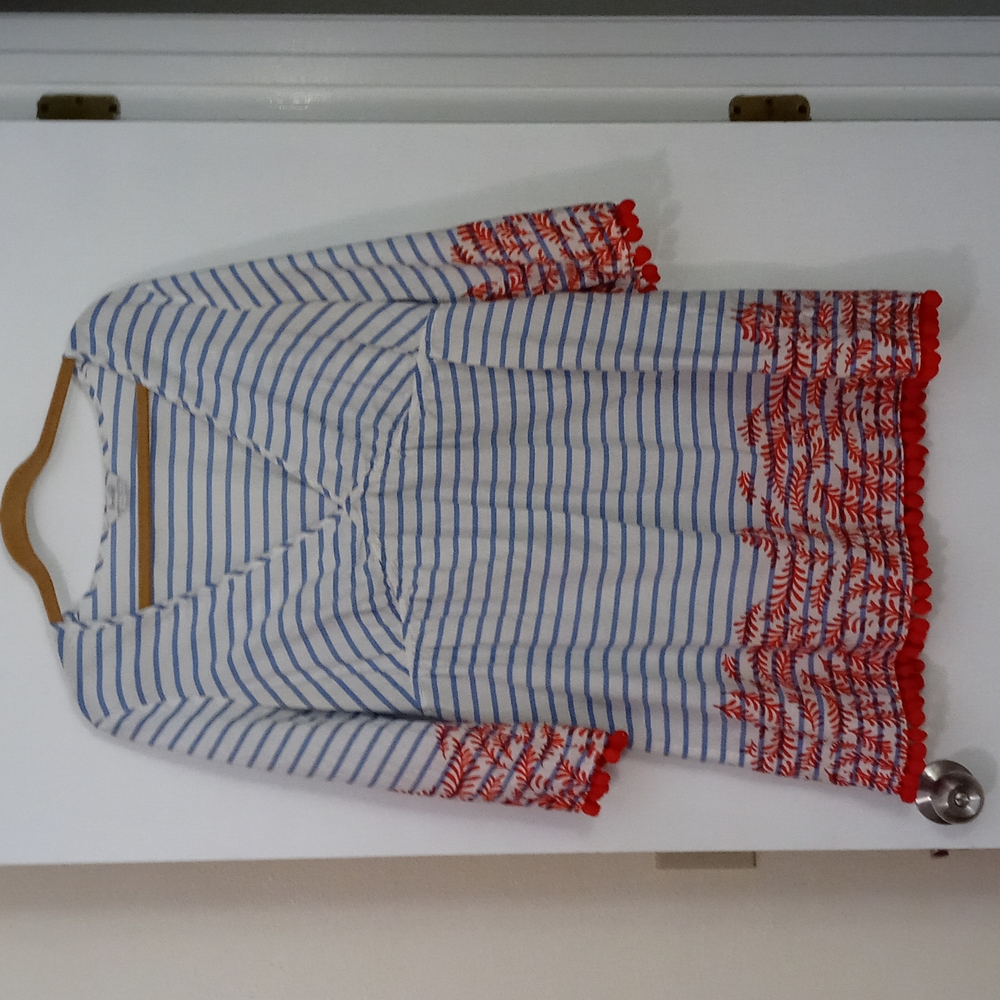 Boden Embroidered Swim Cover Up w/ Pom Pom Sz Us 14 R